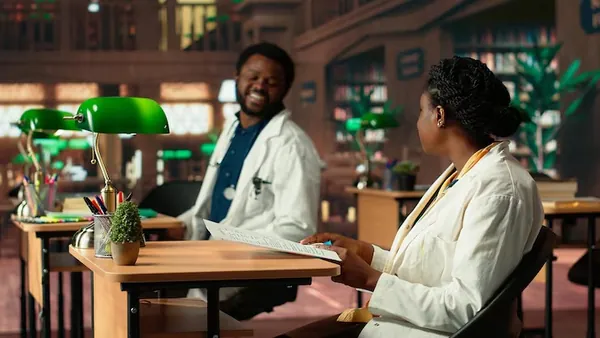 African business colleagues working in a library — an article about cost to build a school app in Nigeria