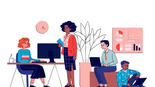 Business colleagues working in an office — an article about connect AI to business database
